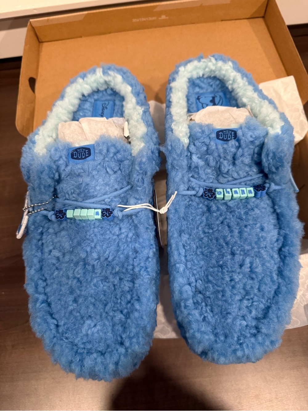 Hey Dude blue Fuzzy Slipper Shoes